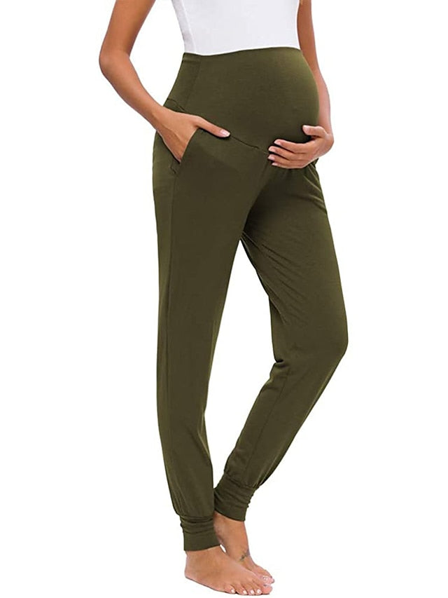 Womenâ€˜s Yoga Pants Maternity Pants Activewear Yoga Style High Waist Quick Dry Gym Workout Dance Pants Bottoms Dark Grey Black Green Sports Activewear Micro-elastic - LuckyFash™