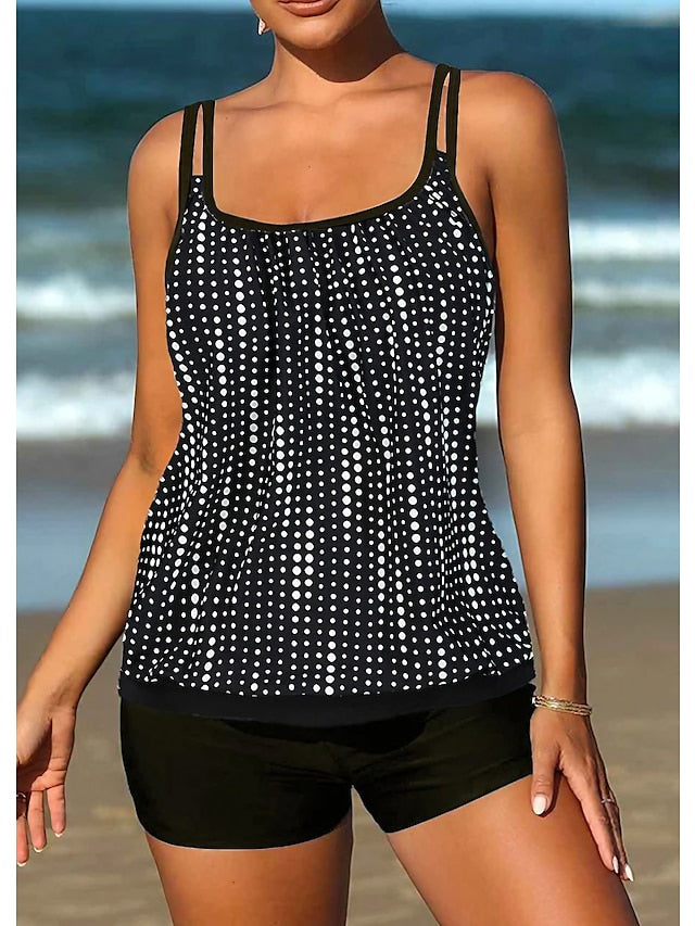 Women's Swimwear Tankini 2 Piece Swimsuit 2 Piece Printing Polka Dot Basic Bathing Suits