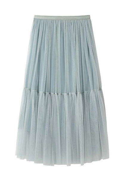 Women's Skirt Work Skirts Long Skirt Midi Skirts Patchwork Layered Tulle Solid Colored Office / Career Daily Spring & Summer Organza Fashion Summer Black White Light Green Pink