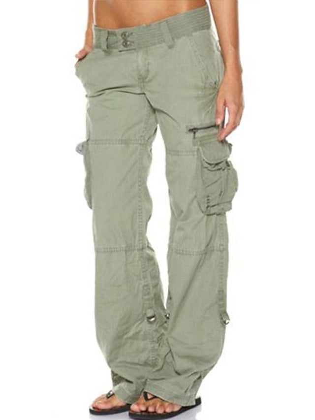 Women's Tactical Cargo Pants Trousers Cotton Blend Black Pink Wine Mid Waist Chic & Modern Casual / Sporty Sports Weekend Pocket Full Length Comfort Plain S M L XL XXL - LuckyFash™
