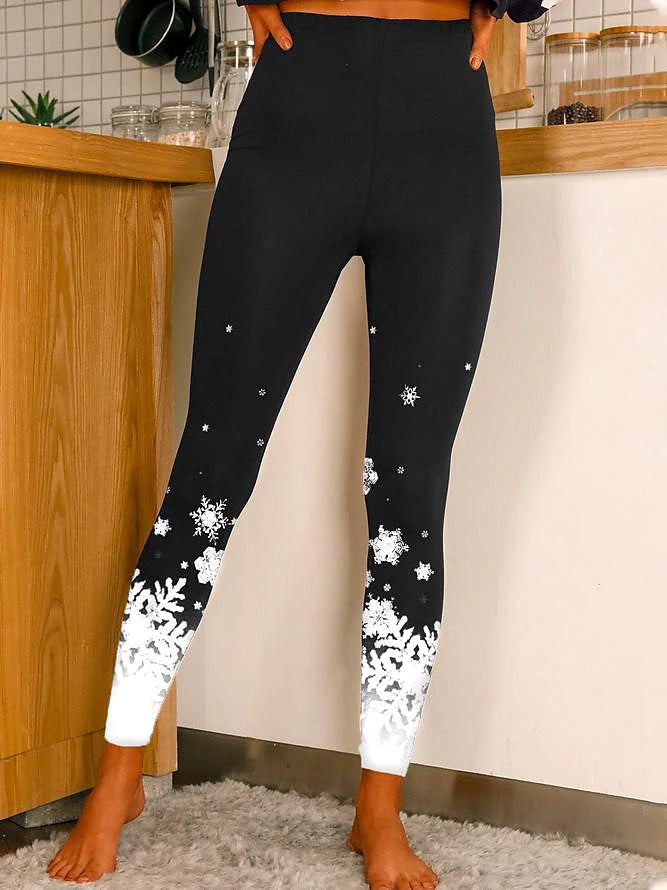 Women's Tights Normal Polyester Butterfly Black White Fashion Mid Waist Full Length Casual Weekend Summer Spring &  Fall