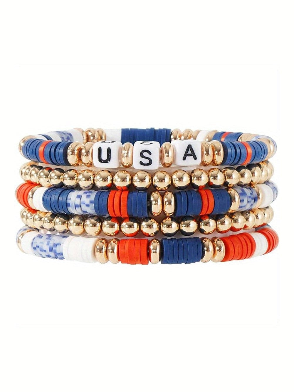 USA Independence Day Celebration Beaded Bracelet Set