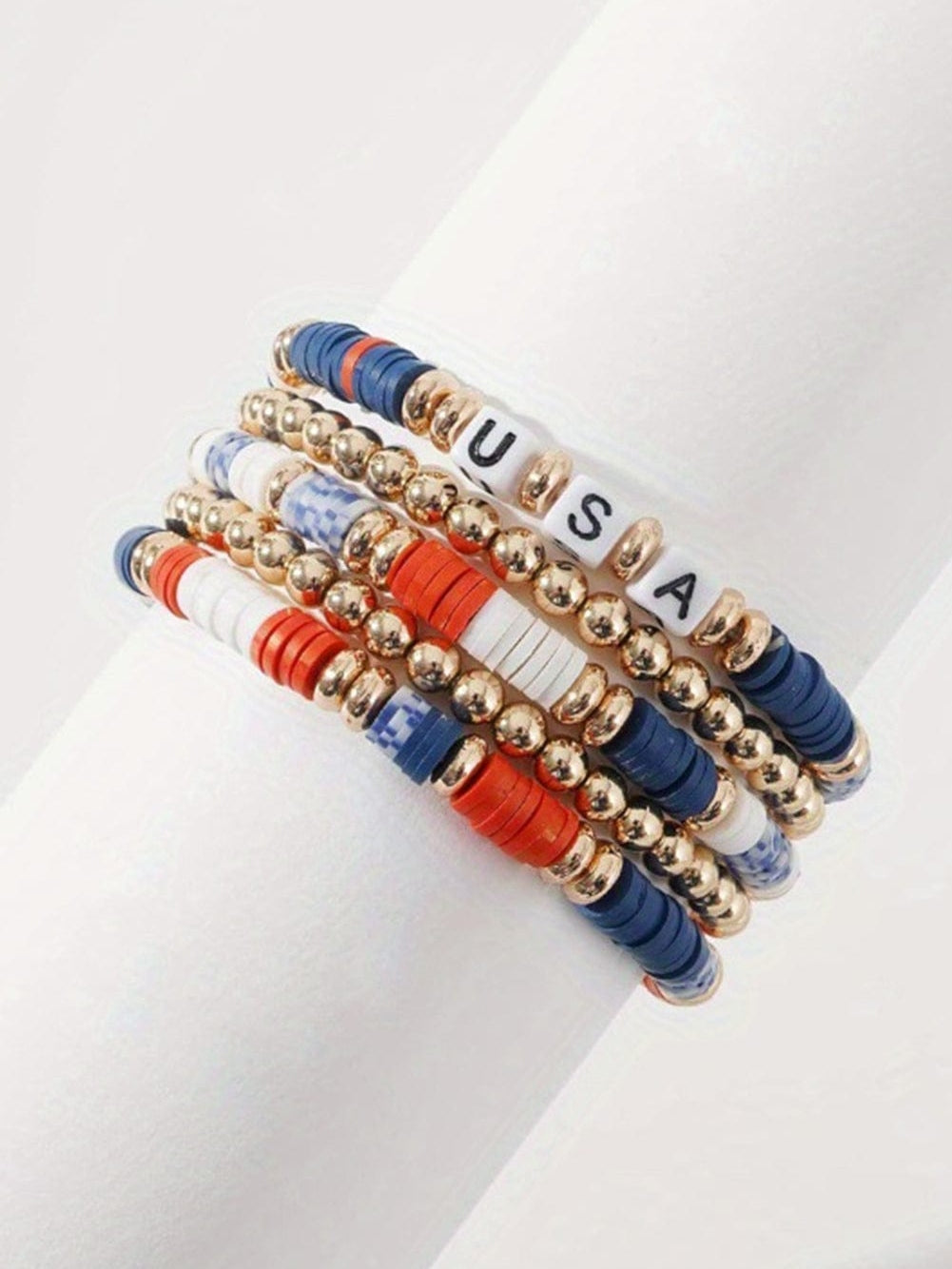 USA Independence Day Celebration Beaded Bracelet Set