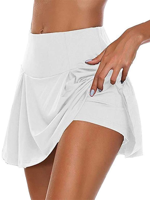 Women's Tennis Skirts Yoga Shorts Yoga Skirt 2 in 1 Seamless Quick Dry Lightweight Yoga Fitness Gym Workout Skort Bottoms Black White Red Plus Size Sports Activewear Stretchy Loose Fit - LuckyFash™