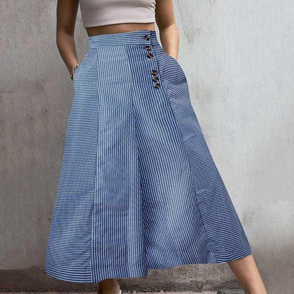 Women's Wide Leg Polyester Striped Black White Casual Daily Ankle-Length Weekend Spring & Summer