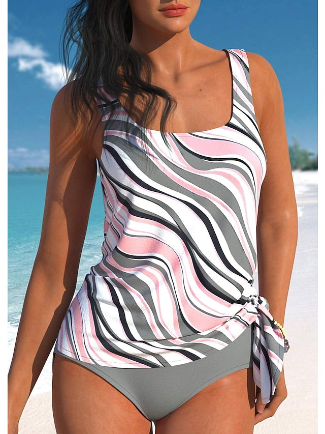 Women's Swimwear Tankini 2 Piece Normal Swimsuit 2 Piece Printing Graphic Pink Bathing Suits Sports Beach Wear Summer - LuckyFash™