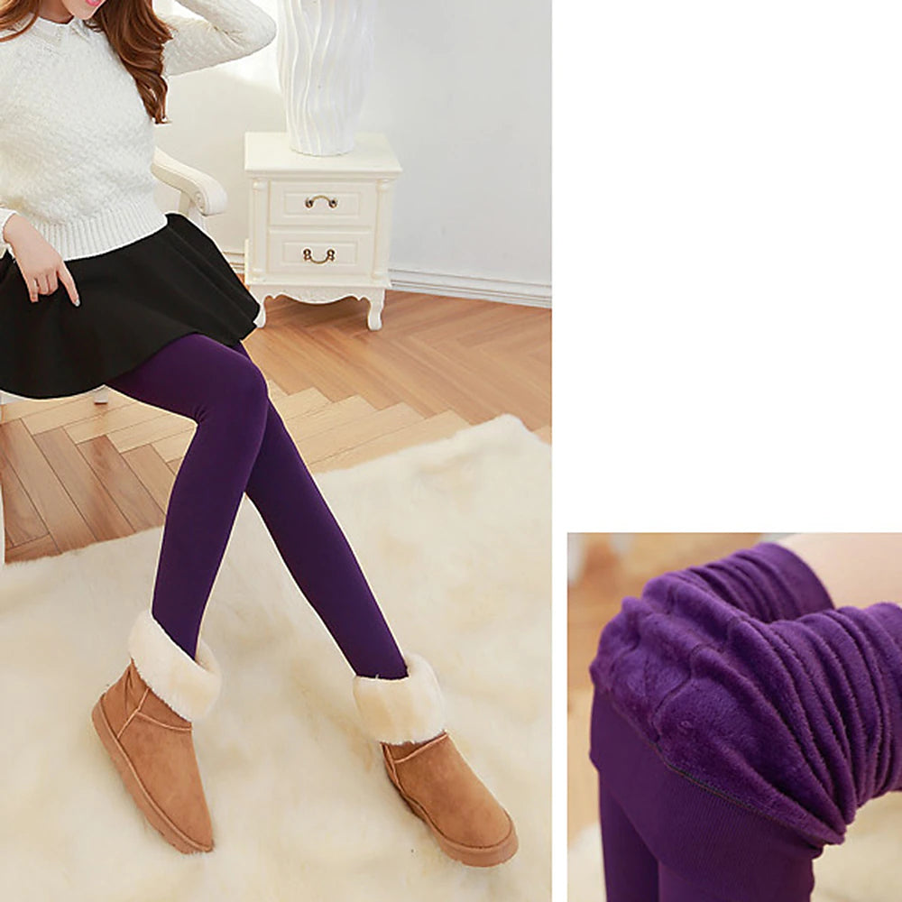Women's Fleece Pants Normal Fleece Plain Black Red Fashion Mid Waist Full Length Daily Fall & Winter