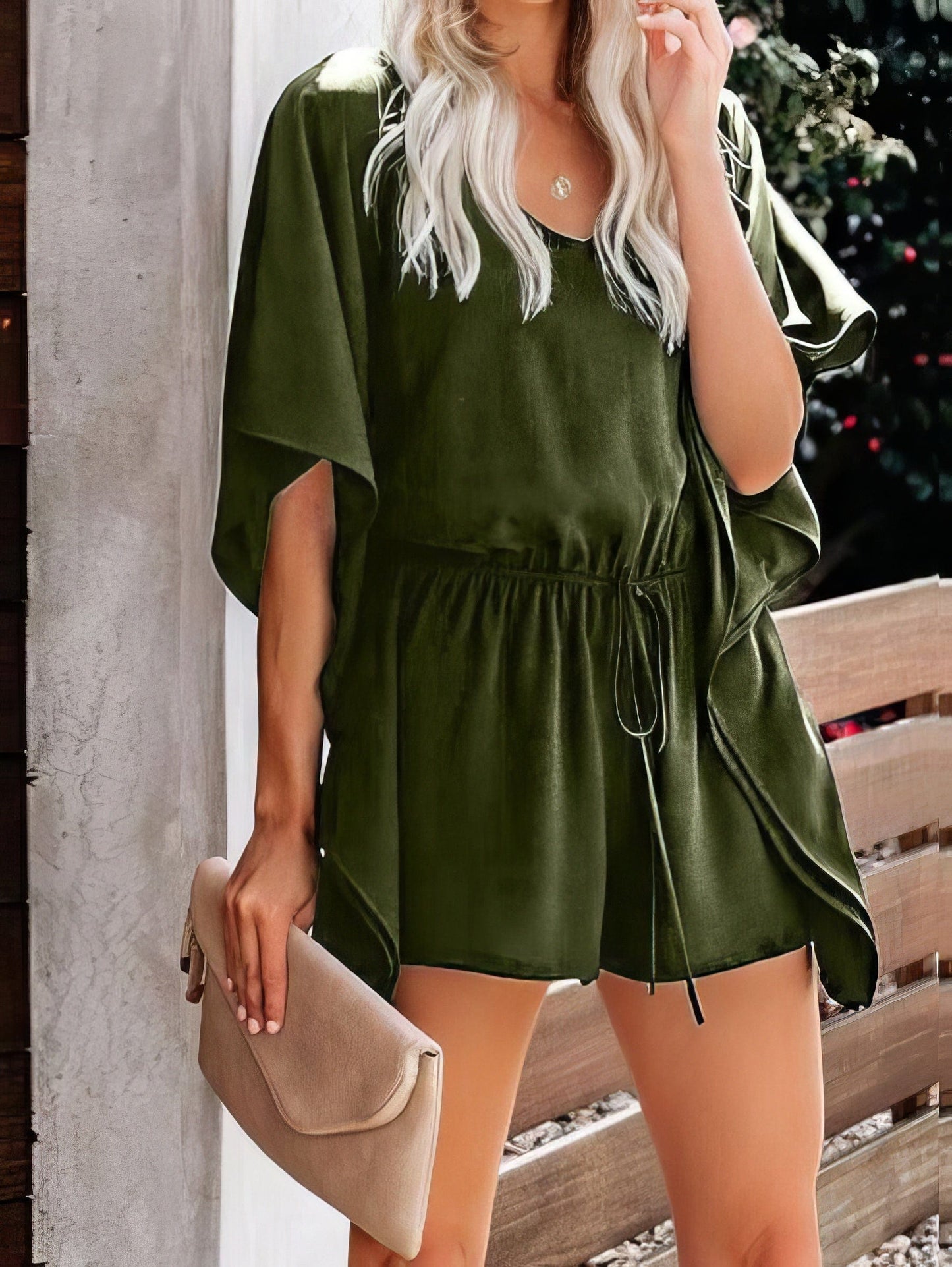 V Neck High Waist Wide Loose Casual Jumpsuit