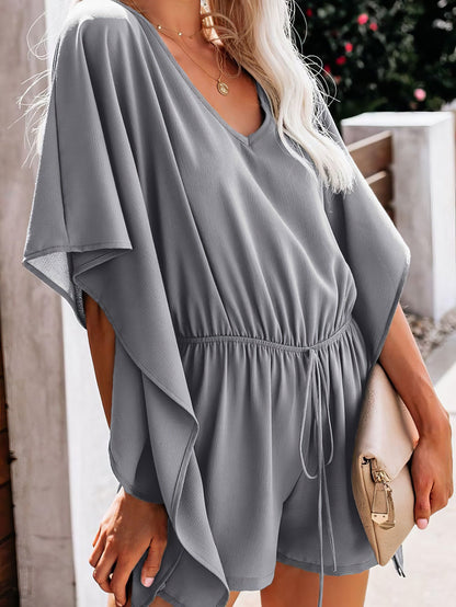 V Neck High Waist Wide Loose Casual Jumpsuit