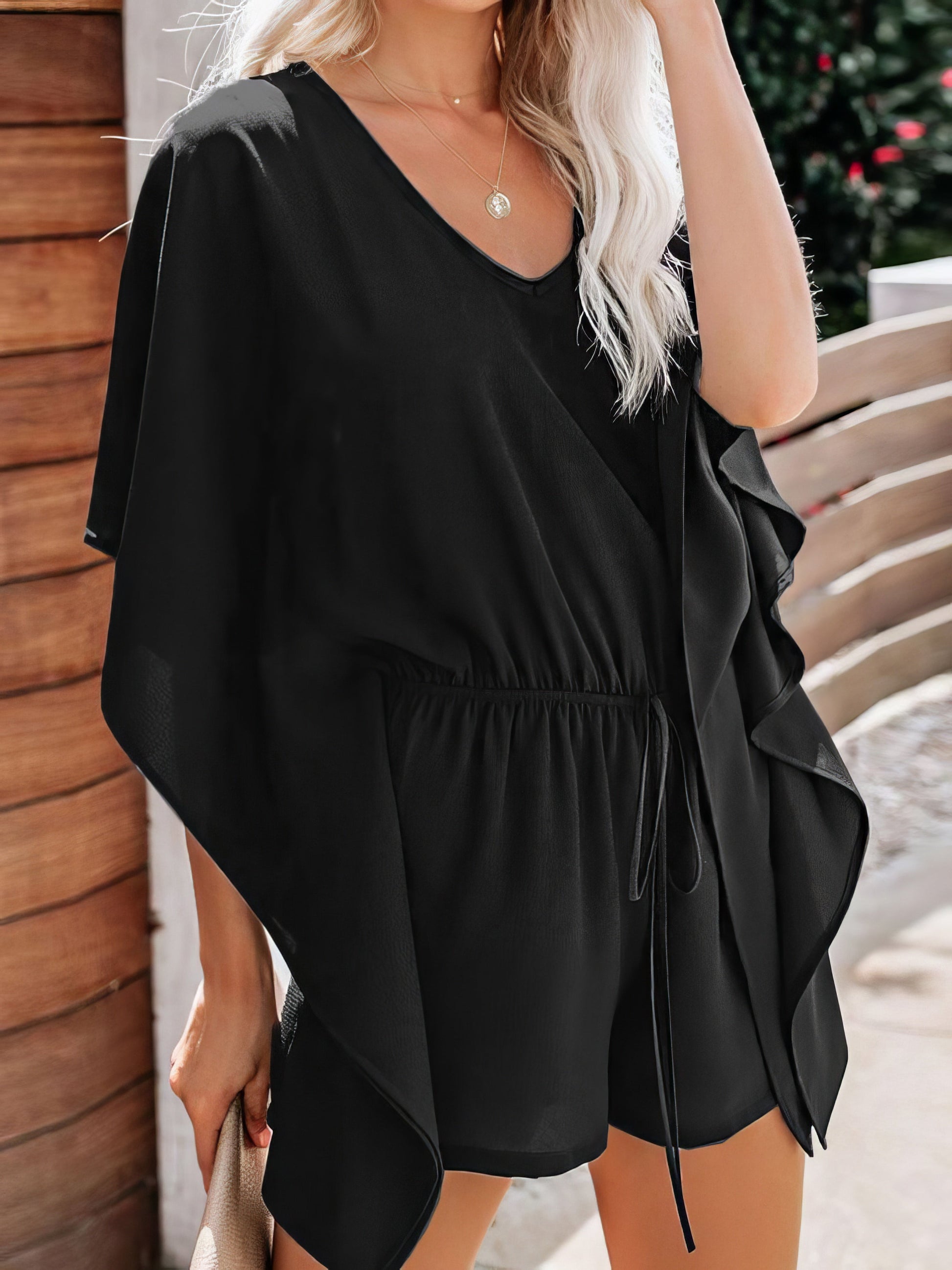 Jumpsuits - V Neck High Waist Wide Loose Casual Jumpsuit - MsDressly