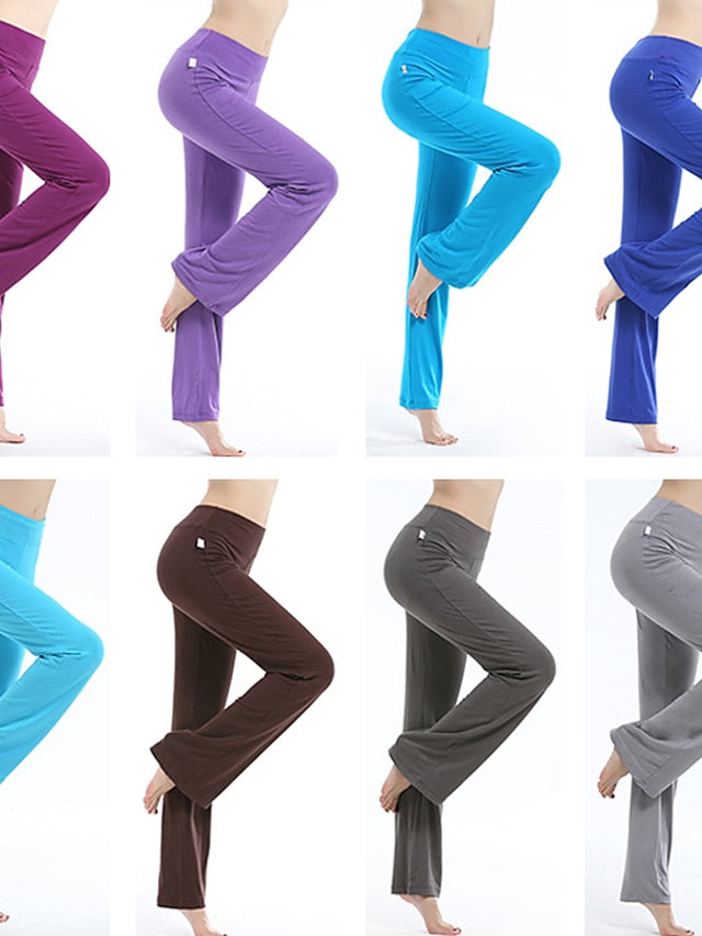 Women's Yoga Pants Flare Leg Bootcut 4 Way Stretch Quick Dry Moisture Wicking High Waist Zumba Fitness Gym Workout Deep Purple Lake blue Pink Modal Sports Activewear High Elasticity Loose - LuckyFash™