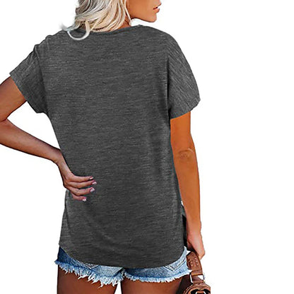 Women's T shirt Tee Plain Solid Colored Casual Daily Pocket Black Short Sleeve Basic Casual V Neck