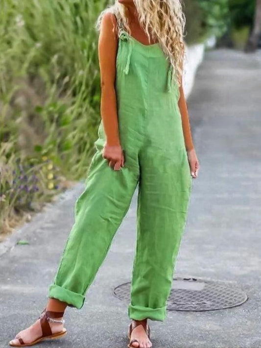 Women's Jumpsuit Solid Color Square Neck Holiday Casual Traveling Regular Fit Sleeveless   S M L Summer - LuckyFash™