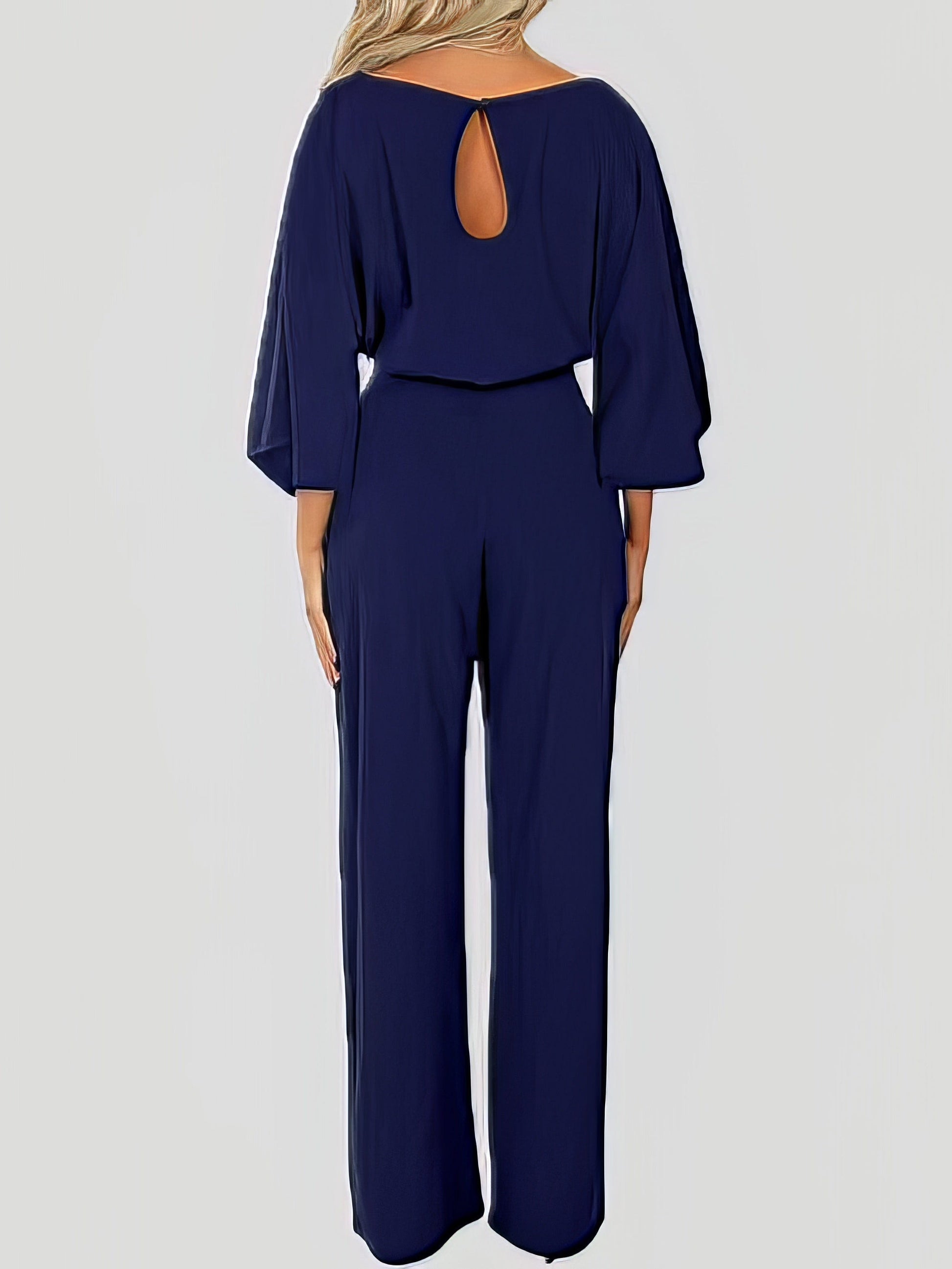 Versatile Belted Casual Jumpsuit with Long Sleeves