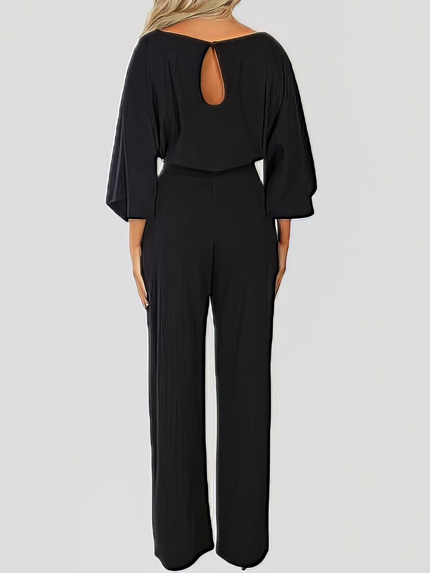 Versatile Belted Casual Jumpsuit with Long Sleeves