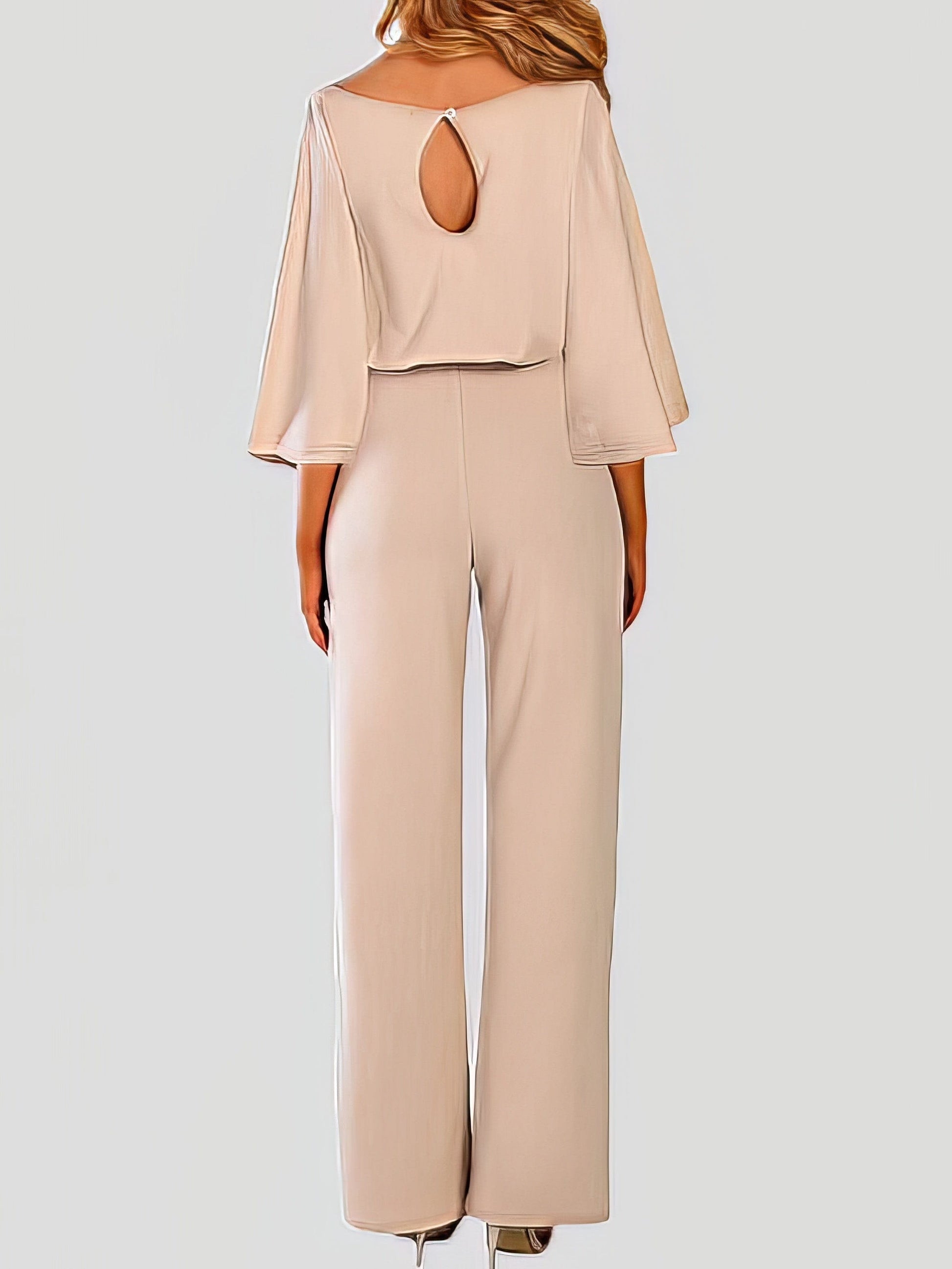 Versatile Belted Casual Jumpsuit with Long Sleeves