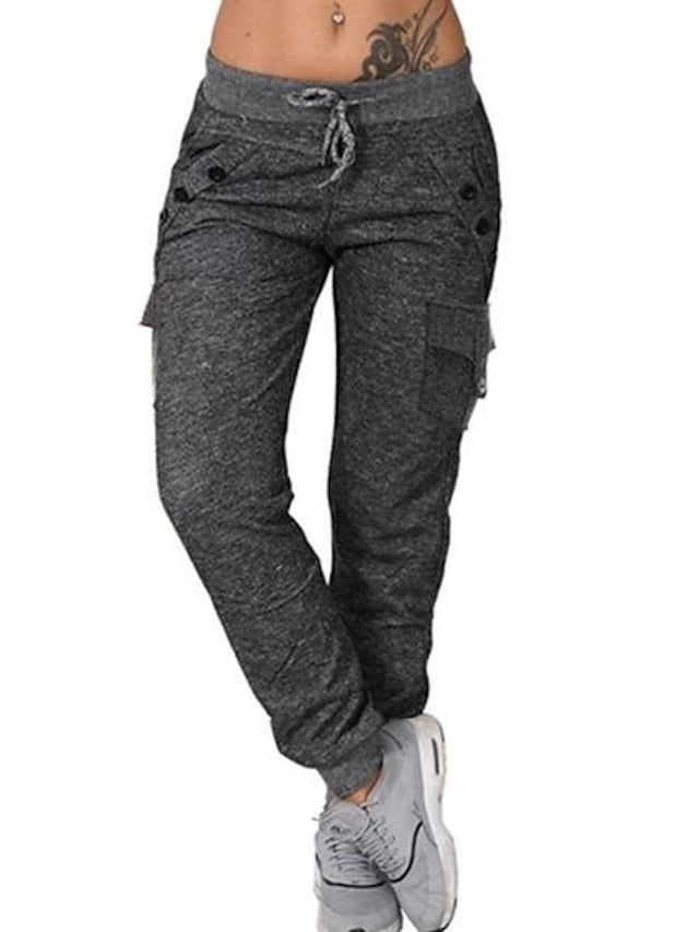 Women's Sweatpants Joggers Cargo Pants Blue Pink Light Grey Mid Waist Casual / Sporty Athleisure Leisure Sports Weekend Full Length Comfort Plain S M L XL 2XL - LuckyFash™