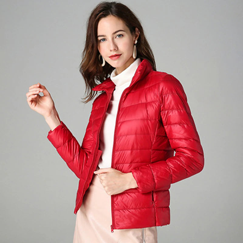 Women's Puffer Jacket Hiking Down Jacket Hiking Windbreaker Winter Outdoor Thermal Warm Packable Waterproof Windproof Jacket Top Full Length Visible Zipper Ski / Snowboard Fishing Traveling Lake blue