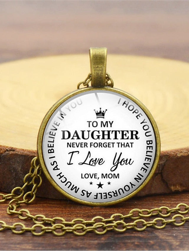 Women's necklace Fashion Street Letter Necklaces & To my Daughter Pendant Round Glass Necklaces / Sweater Chain Necklace - LuckyFash™
