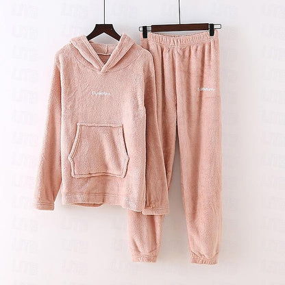 Women's Sweatshirt Tracksuit Pants Sets Solid Color Valentine's Day Casual Daily Black Long Sleeve Basic Hooded Fall & Winter