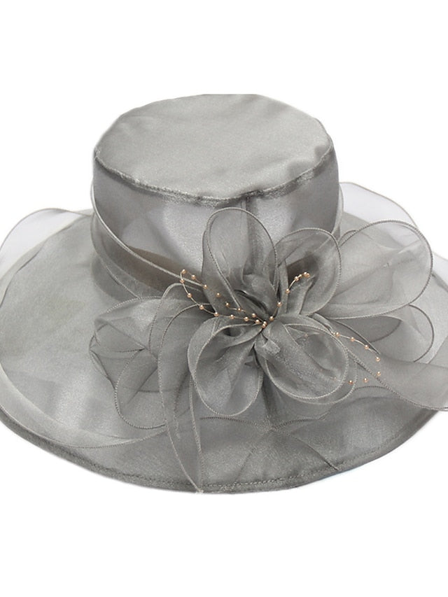 Women's Party Hat Party Wedding Special Occasion Flower Solid Color Beige Black Hat White Gray Fall Spring Summer - LuckyFash™