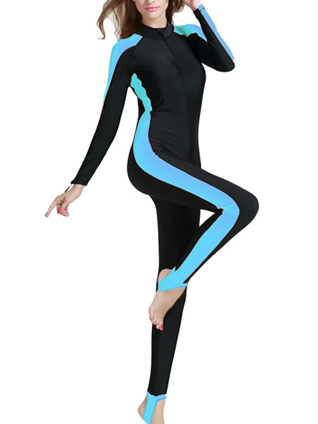 SBART Women's Rash Guard Dive Skin Suit Bathing Suit Swimsuit UV Sun Protection UPF50+ Breathable Long Sleeve Full Body Front Zip - Swimming Diving Surfing Snorkeling Patchwork Summer / Quick Dry - LuckyFash™