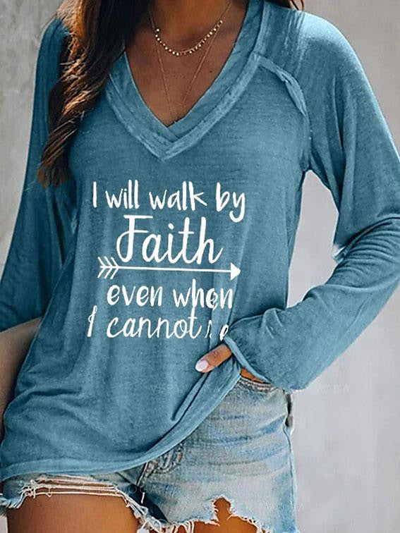 Women's T shirt Tee Text Valentine's Day Daily Weekend Print White Long Sleeve Basic V Neck Fall & Winter