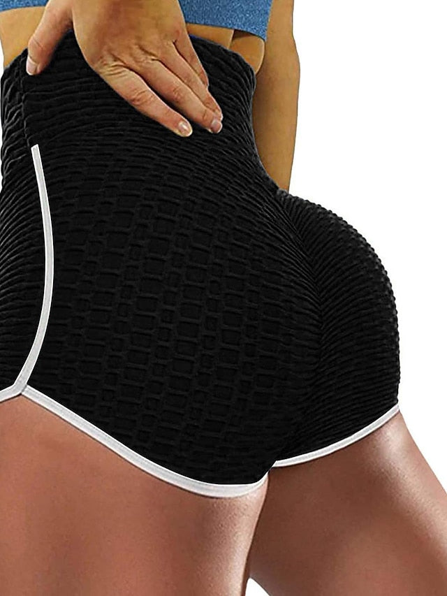 Women's Running Shorts Workout Shorts Stripe High Waist Shorts Athletic Athleisure Cotton Butt Lift Breathable Moisture Wicking Yoga Fitness Gym Workout Sportswear Activewear Wine Black Blue - LuckyFash™