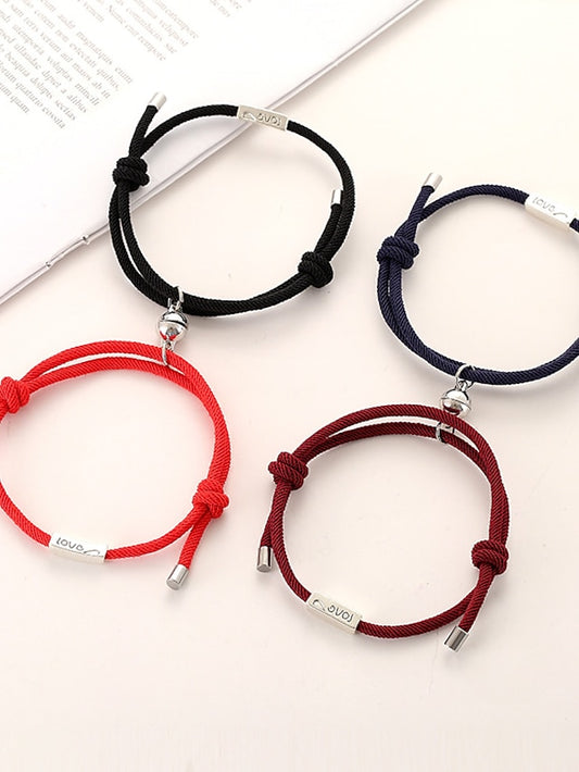 1 Pair Couple's Bracelet Magnetic Adjustable Romantic Series Love Simple Rope Bracelet Jewelry Milan For Gift - LuckyFash™