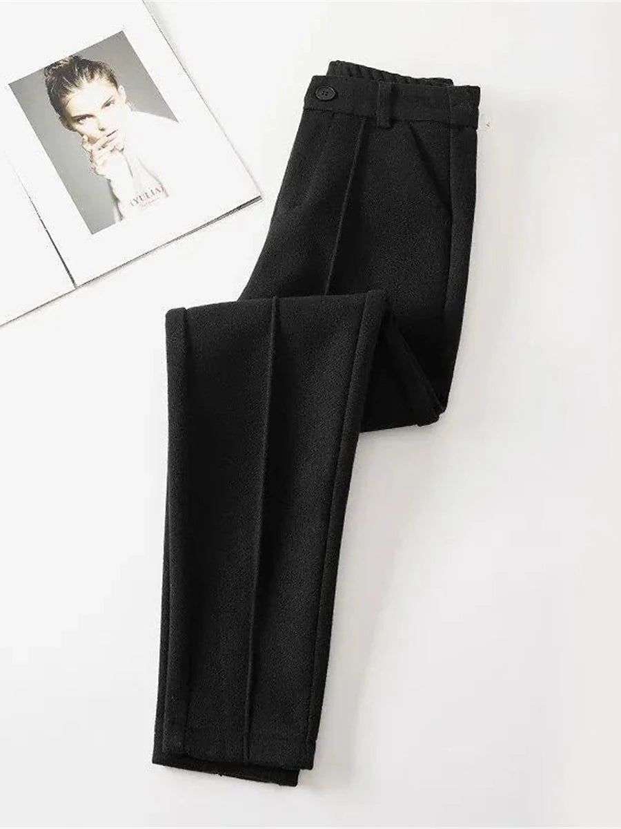 Women‘s Dress Work Pants Chinos Slacks Ankle-Length Pocket Mid Waist Formal Work Daily Black 1# Black S M Summer Spring &  Fall