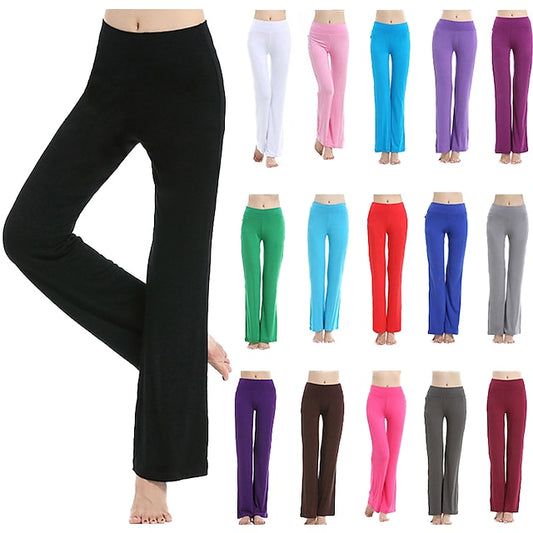 Women's Yoga Pants Flare Leg Bootcut 4 Way Stretch Quick Dry Moisture Wicking High Waist Zumba Fitness Gym Workout Deep Purple Lake blue Pink Modal Sports Activewear High Elasticity Loose - LuckyFash™