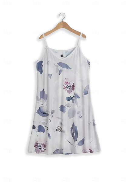 Women's Tank Dress Slip Dress Floral Print V Neck Mini Dress Daily Vacation Sleeveless Summer Spring