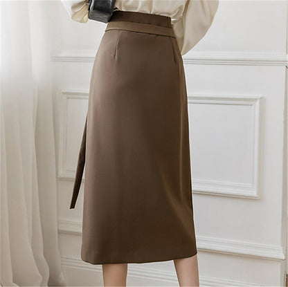 Women's Skirt Pencil Work Skirts Long Skirt Midi Skirts Patchwork Solid Colored Office / Career Daily Spring &  Fall Polyester Elegant Summer Black Brown