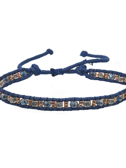 Women's Friendship Bracelet Vintage Bracelet Bracelet Retro Fashion Birthday Vintage Theme Rustic / Lodge Simple Ethnic Vintage Boho Glass Bracelet Jewelry Royal Blue / White / Black For Sport Prom - LuckyFash™