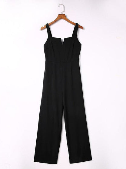 Waist-Slimming Jumpsuit with Off-Shoulder Sleeves and Solid Color Waist