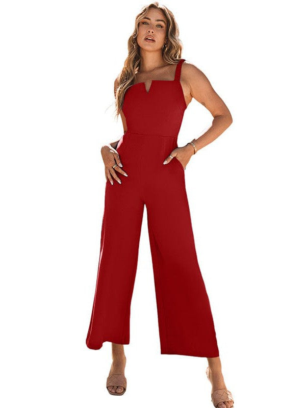 Waist-Slimming Jumpsuit with Off-Shoulder Sleeves and Solid Color Waist