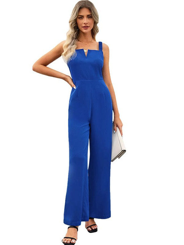 Waist-Slimming Jumpsuit with Off-Shoulder Sleeves and Solid Color Waist