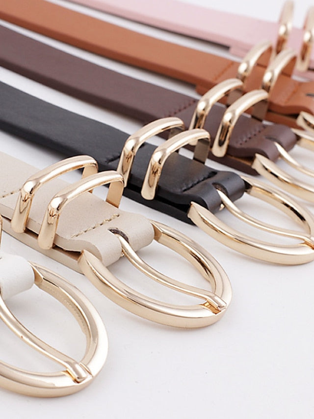 Women's Unisex PU Buckle Belt PU Leather Prong Buckle D-ring Casual Classic Party Daily Black Pink Brown Beige - LuckyFash™