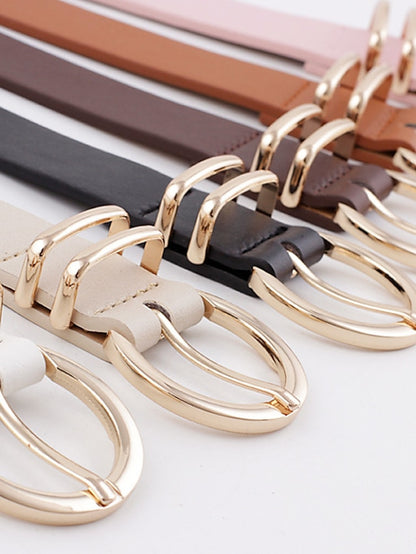 Women's Unisex PU Buckle Belt PU Leather Prong Buckle D-ring Casual Classic Party Daily Black Pink Brown Beige - LuckyFash™