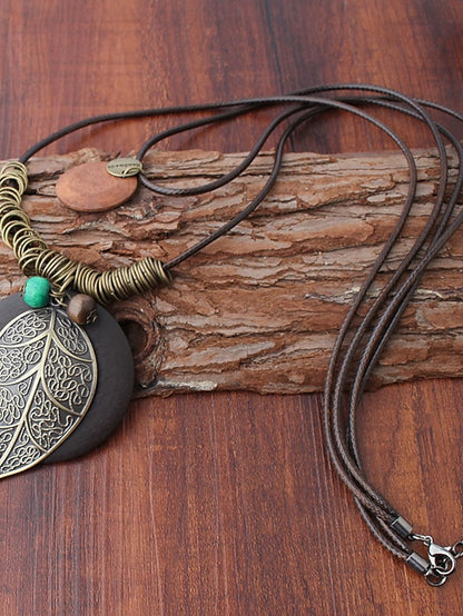 Women's necklace Ethnic Style Street Leaf Pendant Necklaces & Vintage Long Necklaces / Green / Fall / Winter / Spring / Summer - LuckyFash™