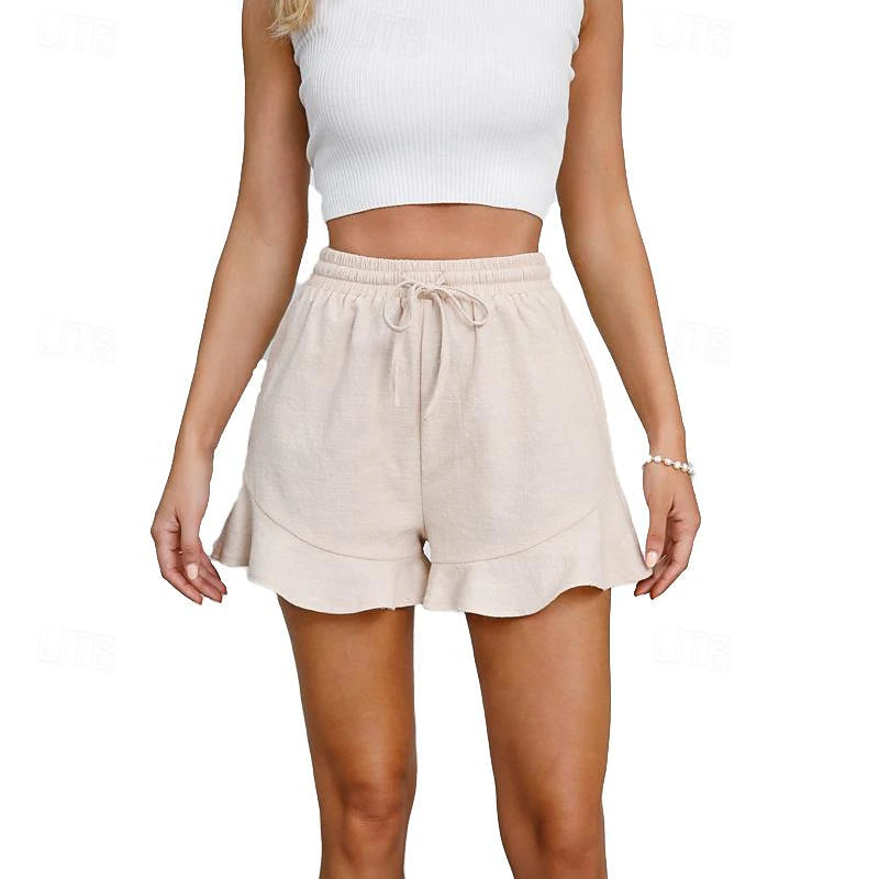 Women's Shorts Cotton Plain Wine Black Casual Daily Short Going out Weekend Spring & Summer