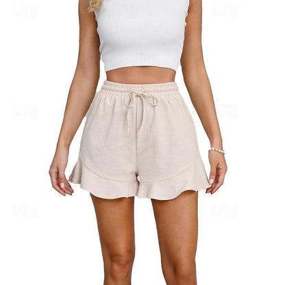 Women's Shorts Cotton Plain Wine Black Casual Daily Short Going out Weekend Spring & Summer