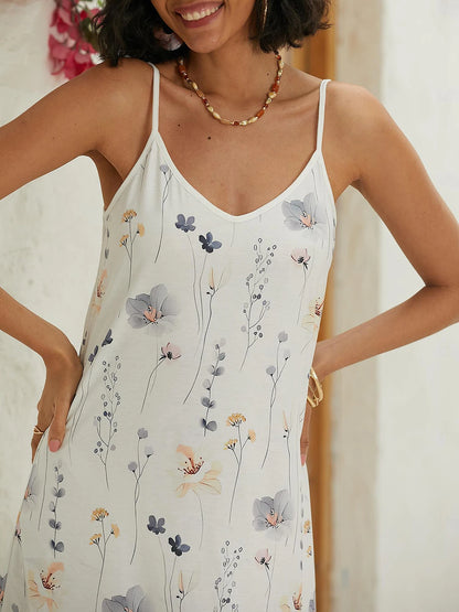 Women's Tank Dress Slip Dress Floral Print V Neck Mini Dress Daily Vacation Sleeveless Summer Spring