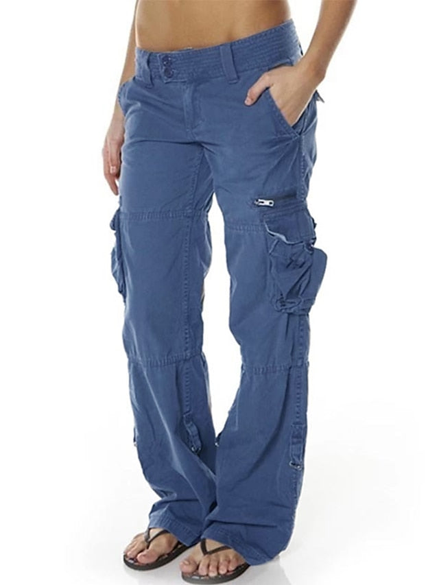 Women's Tactical Cargo Pants Trousers Cotton Blend Black Pink Wine Mid Waist Chic & Modern Casual / Sporty Sports Weekend Pocket Full Length Comfort Plain S M L XL XXL - LuckyFash™