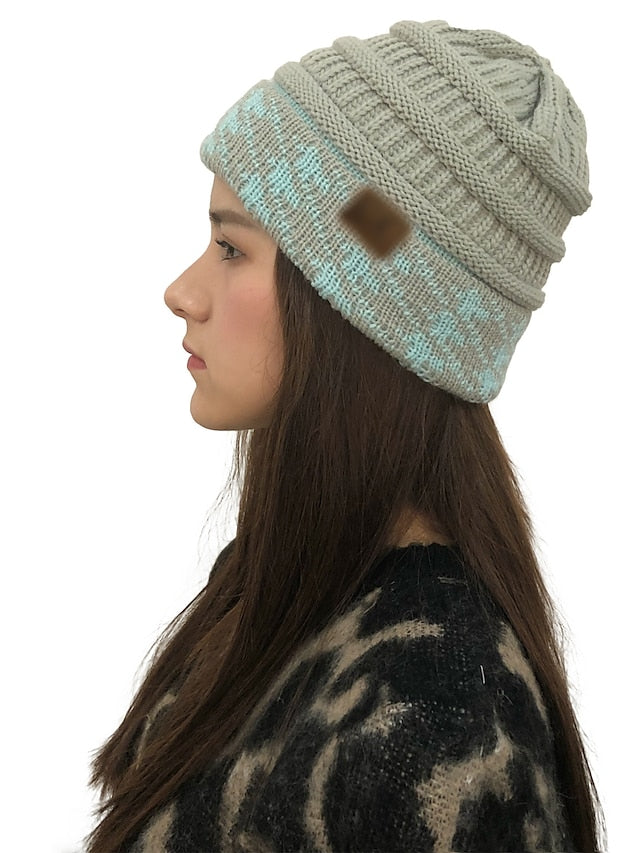 Women's Hat Beanie / Slouchy Black Wine Light Gray Outdoor Home Street Knitted Houndstooth Portable Windproof Comfort - LuckyFash™