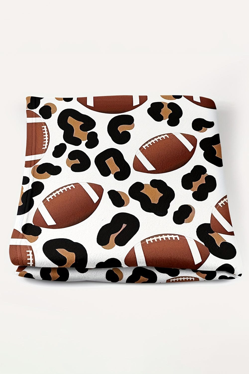 White Leopard & Rugby Print Flannel Blanket 130*150cm