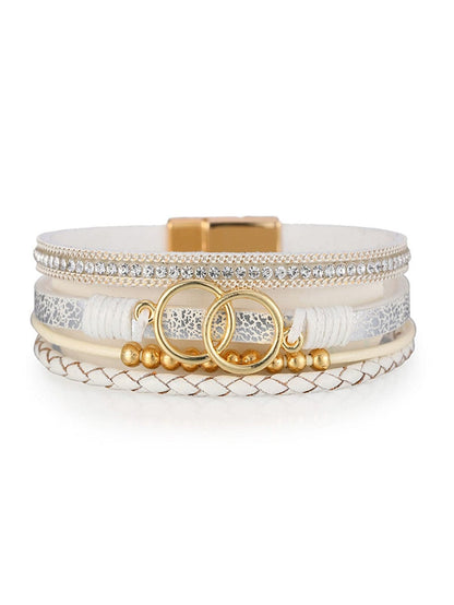 White Ring Beads Hand-woven Buckle Bracelet