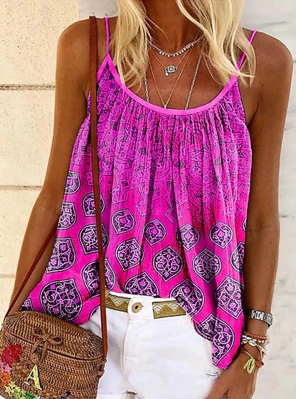 Women's Tank Top Camisole Summer Tops Graphic Casual Weekend Print Pink Sleeveless Basic Round Neck