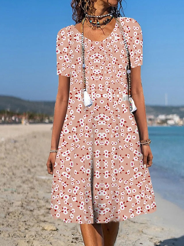 Women's Casual Dress Summer Dress Print Dress Graphic Polka Dot Print Crew Neck Midi Dress Fashion Modern Daily Holiday Short Sleeve Regular Fit Black Yellow Cream Summer Spring S M L XL XXL - LuckyFash™