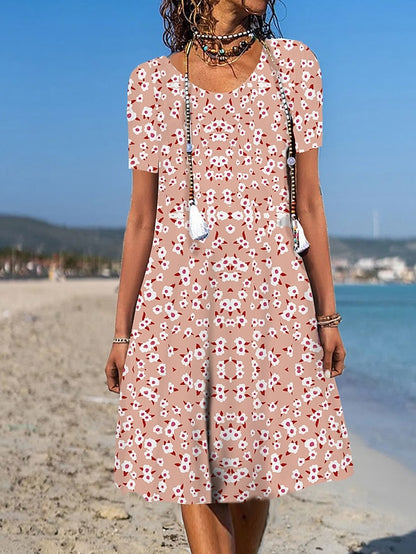 Women's Casual Dress Summer Dress Print Dress Graphic Polka Dot Print Crew Neck Midi Dress Fashion Modern Daily Holiday Short Sleeve Regular Fit Black Yellow Cream Summer Spring S M L XL XXL - LuckyFash™